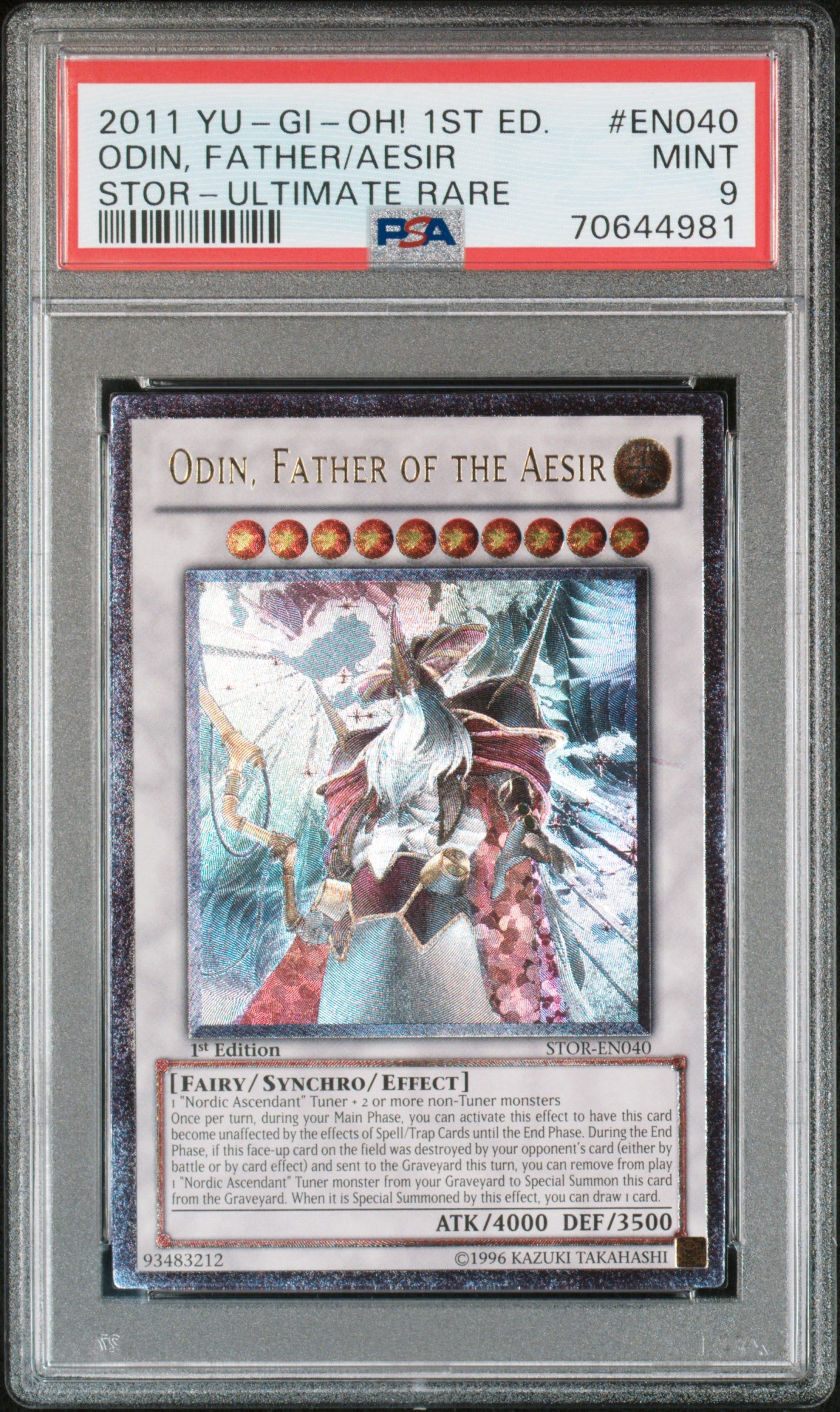 2011 YU-GI-OH! STOR-STORM OF RAGNAROK #EN040 ODIN, FATHER/AESIR STOR-ULTIMATE RARE