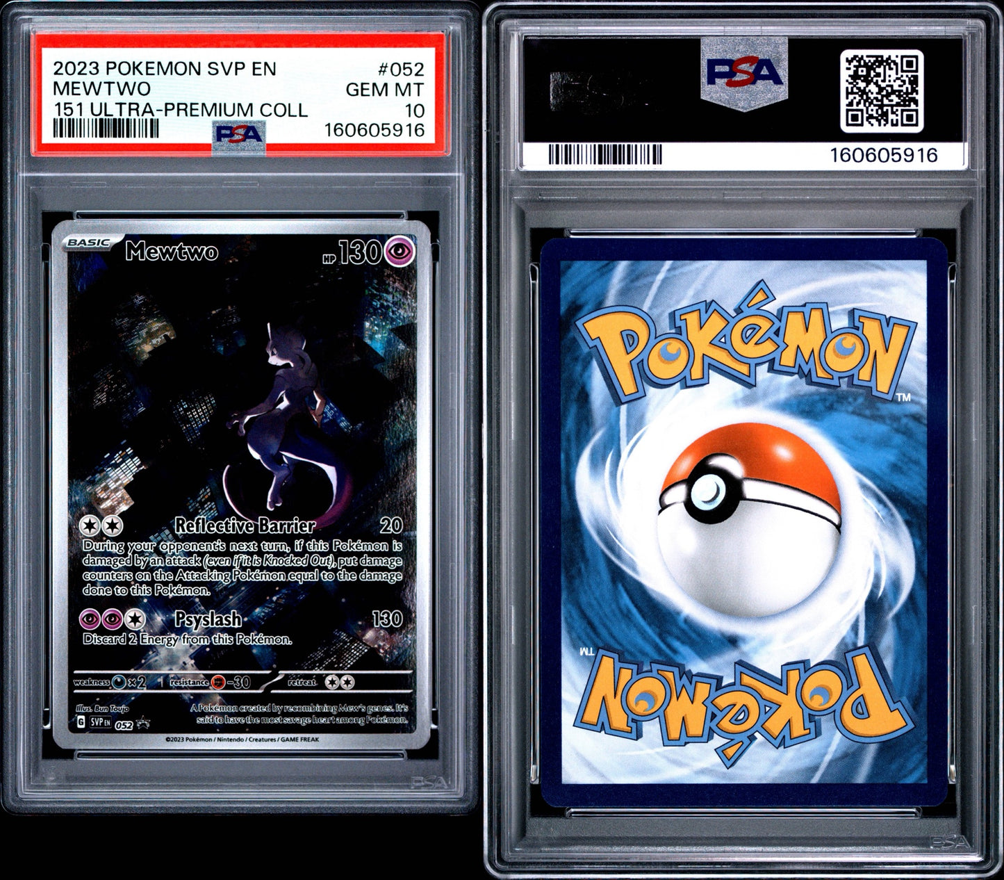 Pokémon Mewtwo ex #052 – PSA 10 GEM MT – SVP Black Star Promo (151 UPC)
