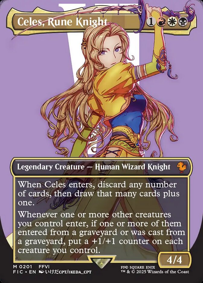 Celes, Rune Knight Borderless – Magic: The Gathering карта от Final Fantasy Commander