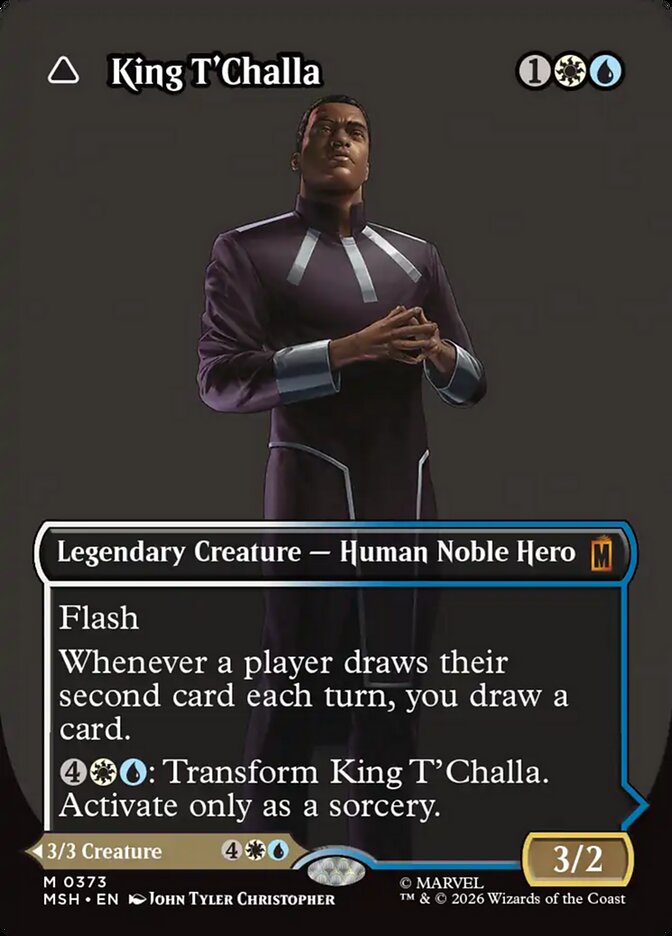 King T'Challa Borderless – Magic: The Gathering карта от Marvel Super Heroes (лице)