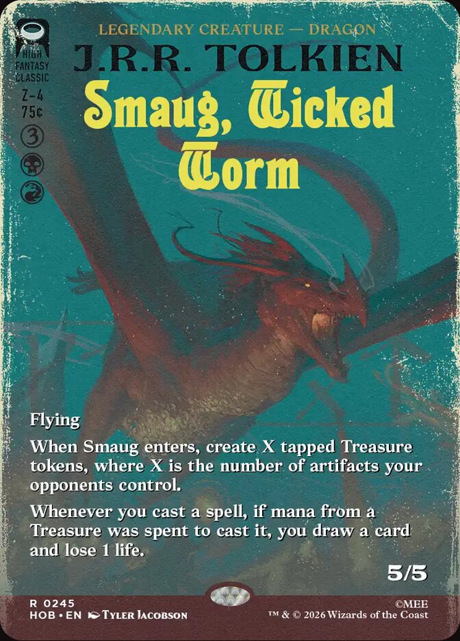 Smaug, Wicked Worm Borderless Scene – Magic: The Gathering карта от The Hobbit