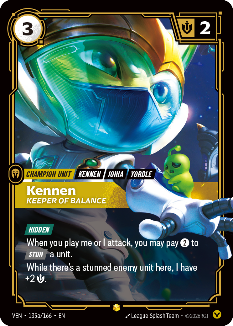 Kennen, Keeper of Balance Showcase — VEN-135a, Riftbound карта