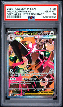 Pokémon Mega Lopunny ex #128 PSA 10 GEM MT — Phantasmal Flames Special Illustration Rare в защитен слаб