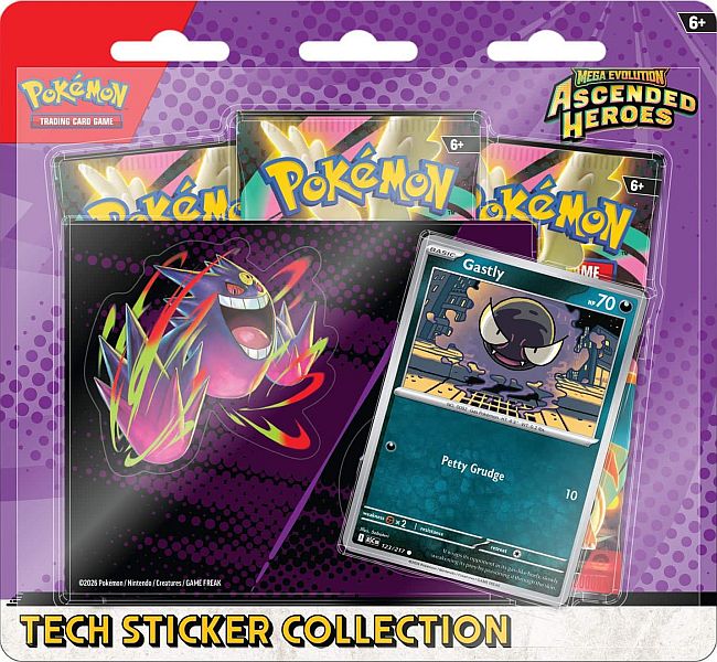 Pokémon TCG: Mega Evolution – Ascended Heroes – Tech Sticker Collection 3-Pack Blister (Gengar)