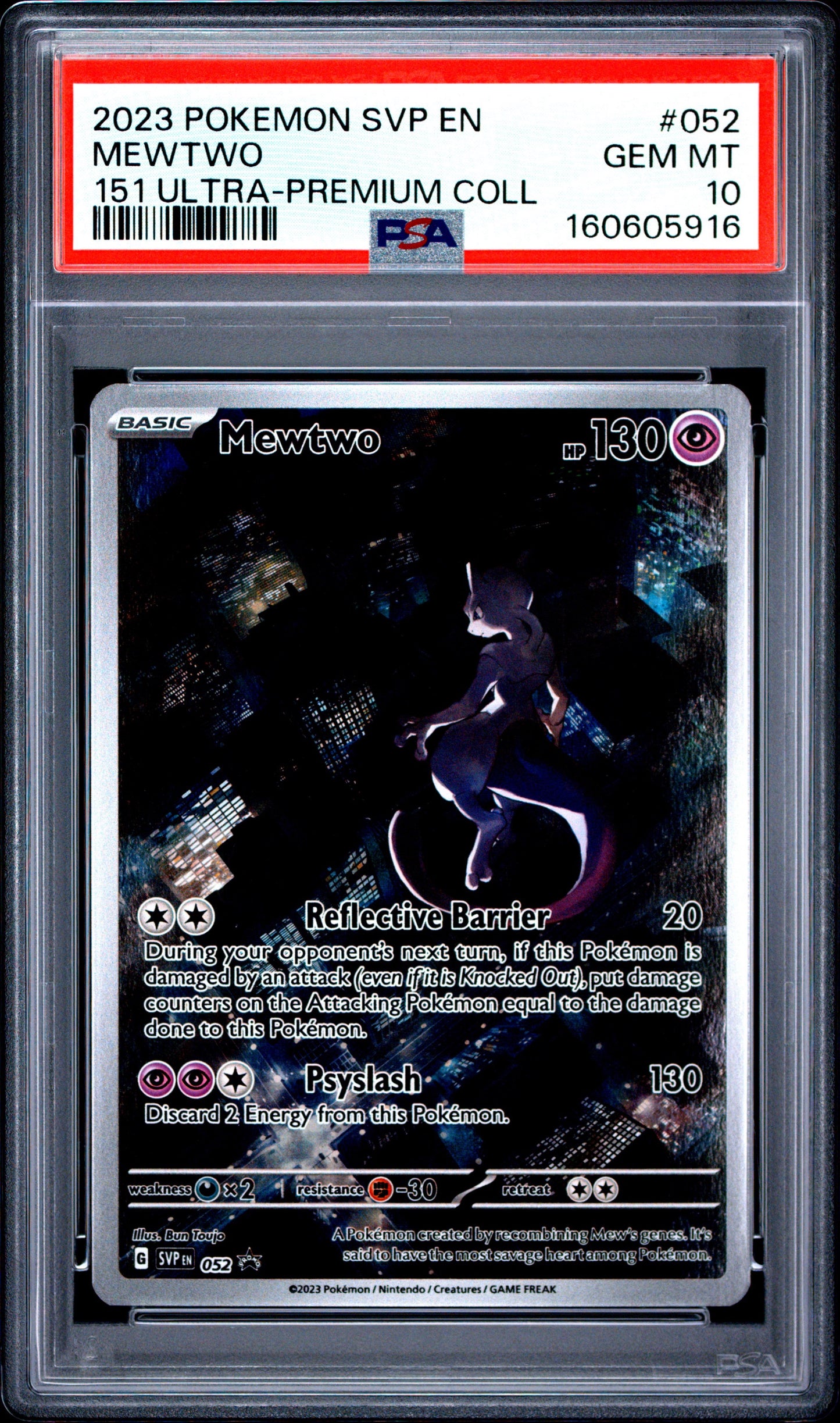 Pokémon Mewtwo ex #052 – PSA 10 GEM MT – SVP Black Star Promo (151 UPC)