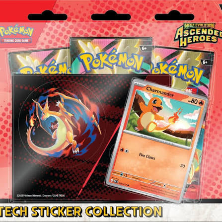 Pokémon TCG: Mega Evolution – Ascended Heroes – Tech Sticker Collection 3-Pack Blister (Charizard)