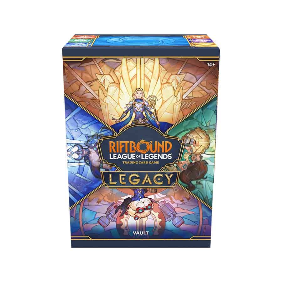 Riftbound Legacy Vault Bundle — кутия с 6 бустера, промо токени и руни