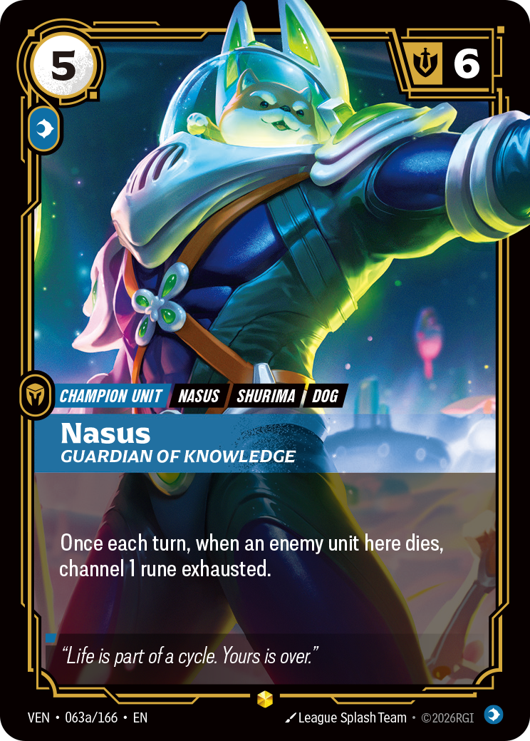 Nasus, Guardian of Knowledge Showcase — VEN-063a, Riftbound карта