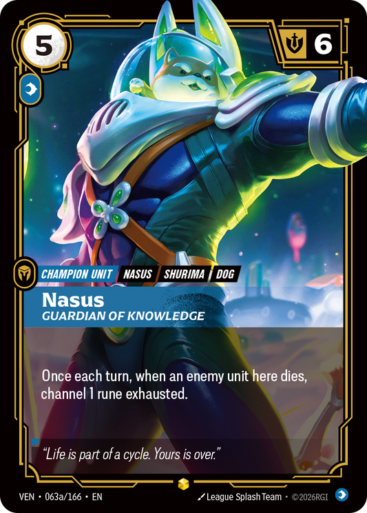 Nasus, Guardian of Knowledge Showcase — VEN-063a, Riftbound карта