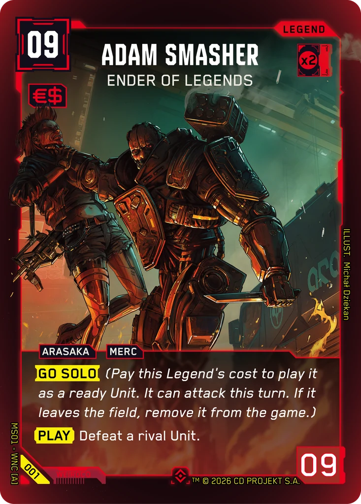 Adam Smasher – Ender of Legends – Cyberpunk TCG карта #001 от Welcome to Night City