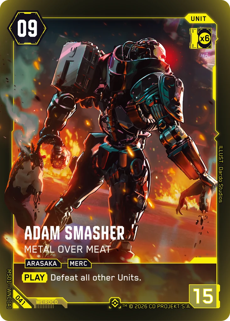 Adam Smasher – Metal Over Meat – Cyberpunk TCG карта #041 от Welcome to Night City