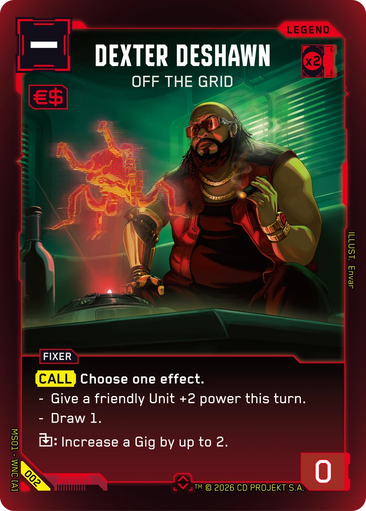 Dexter DeShawn – Off the Grid – Cyberpunk TCG карта #002 от Welcome to Night City