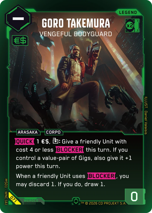 Goro Takemura – Vengeful Bodyguard – Cyberpunk TCG карта #071 от Welcome to Night City