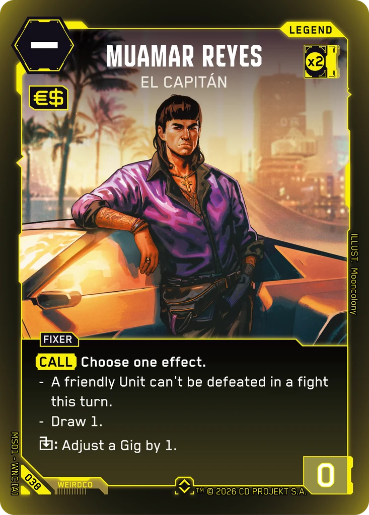 Muamar Reyes – El Capitán – Cyberpunk TCG карта #038 от Welcome to Night City