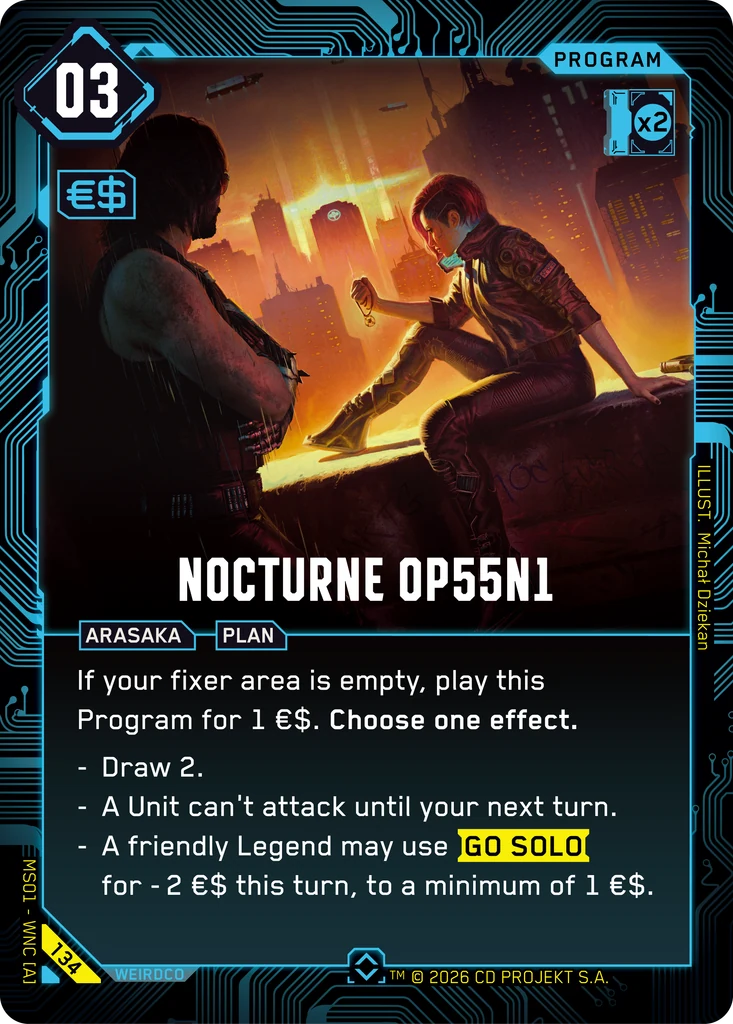 Nocturne OP55 N1 – Cyberpunk TCG карта #134 от Welcome to Night City