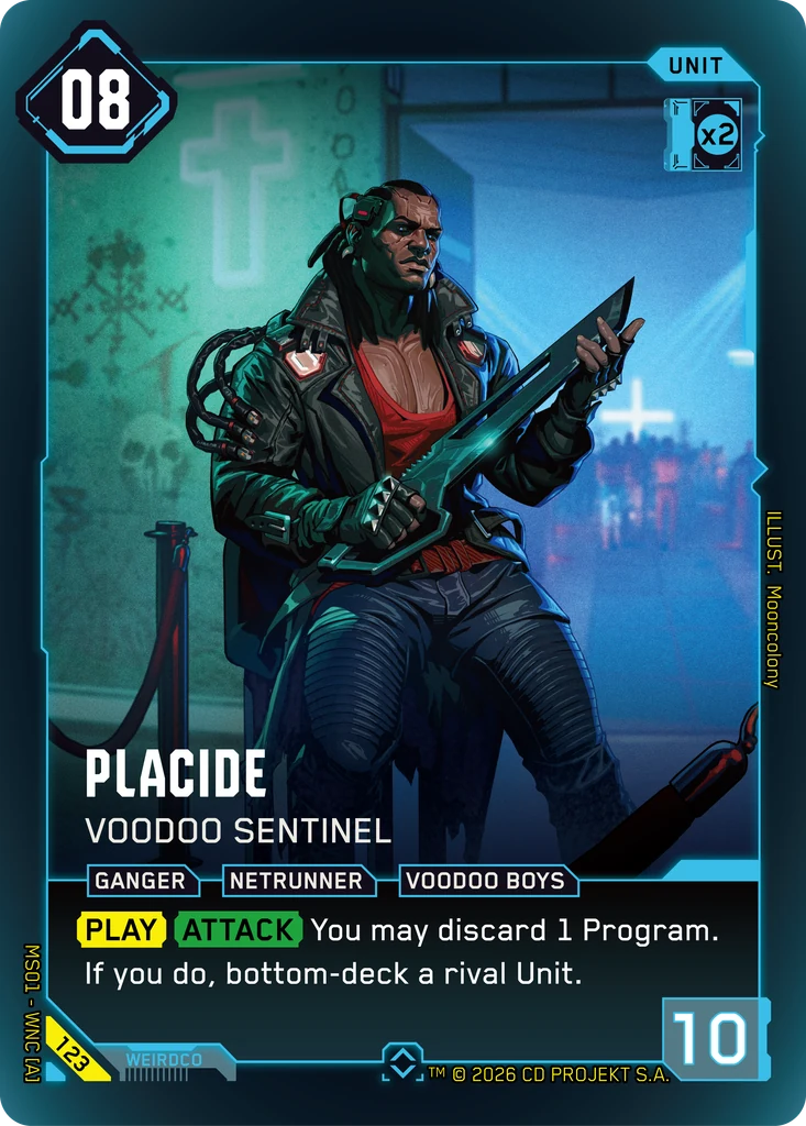 Placide – Voodoo Sentinel – Cyberpunk TCG карта #123 от Welcome to Night City