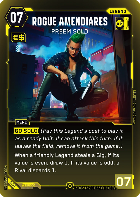 Rogue Amendiares – Preem Solo – Cyberpunk TCG карта #040 от Welcome to Night City