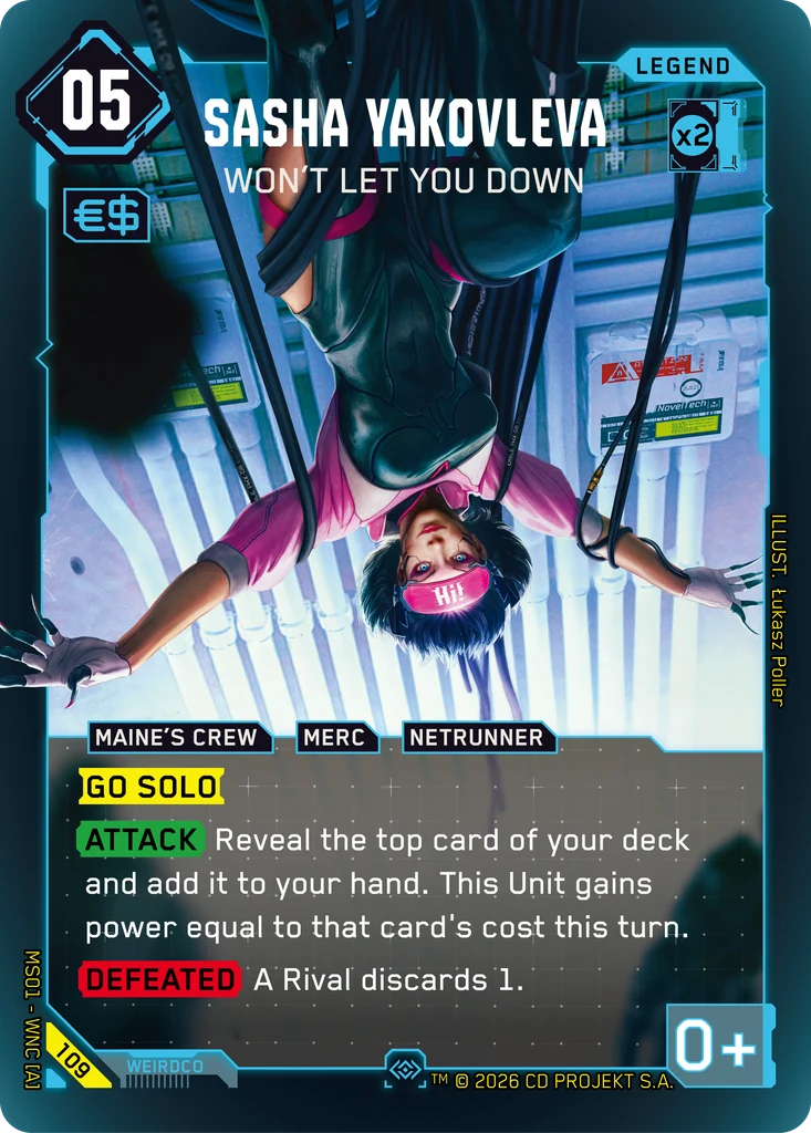 Sasha Yakovleva – Won't Let You Down – Cyberpunk TCG карта #109 от Welcome to Night City