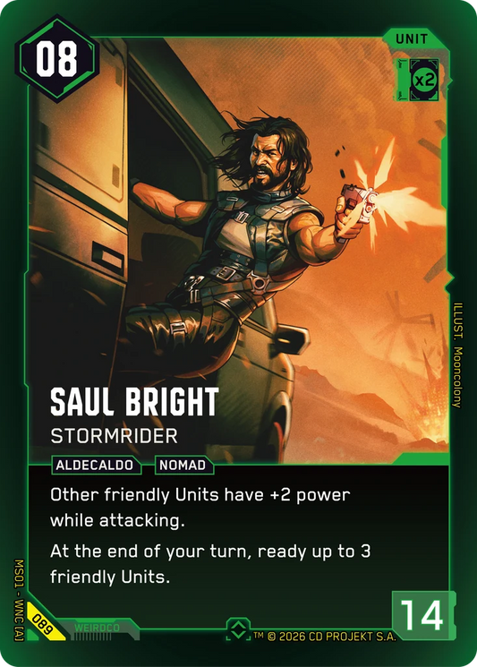 Saul Bright – Stormrider – Cyberpunk TCG карта #089 от Welcome to Night City