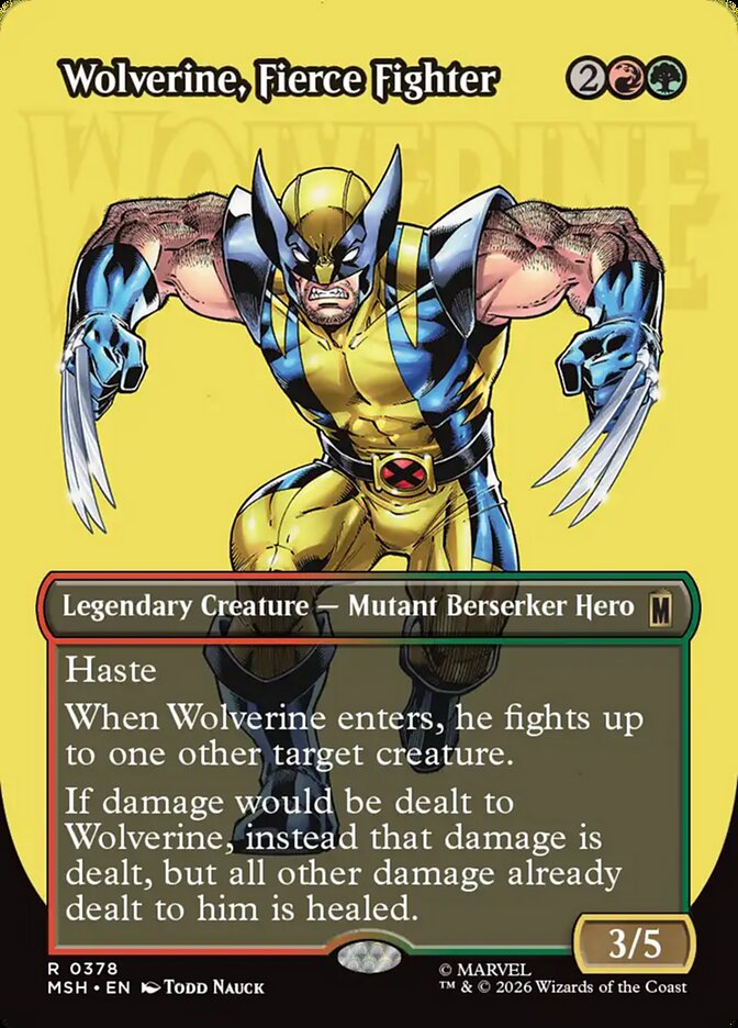 Wolverine, Fierce Fighter Borderless – Magic: The Gathering карта от Marvel Super Heroes