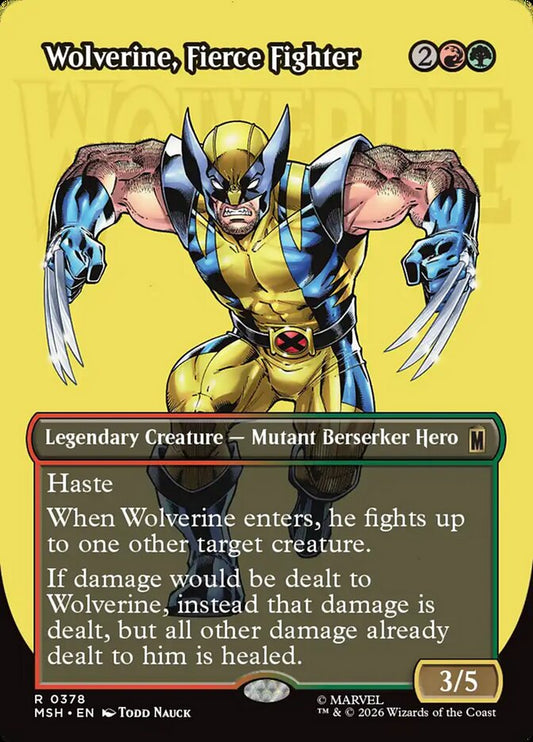 Wolverine, Fierce Fighter Borderless – Magic: The Gathering карта от Marvel Super Heroes