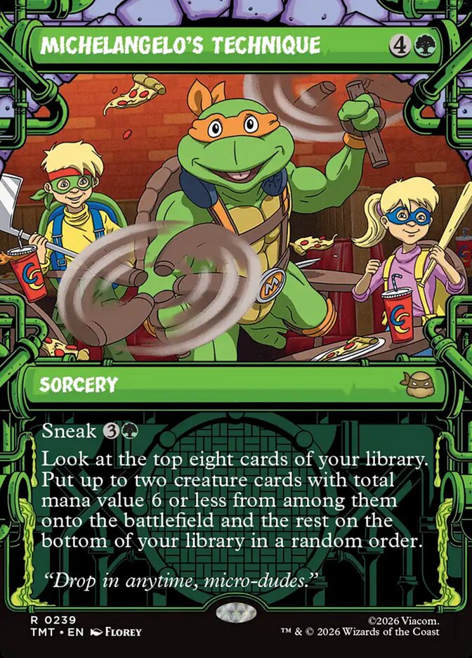 Michelangelo's Technique Showcase Borderless – Magic: The Gathering карта от Teenage Mutant Ninja Turtles